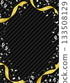 Black and gold confetti and ribbon frame background | Vector vertical copy space 133508129