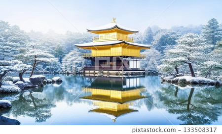 富士山和寺廟插圖 133508317