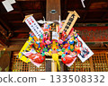 Tokyo, Okunitama Shrine, Owashi Shrine Annual Festival, Tori no Ichi, Large rake displayed in the worship hall Tokyo, Okunitama Shrine, Owashi Shrine Annual Festival, Tori no Ichi, Large rake displayed in the worship hall 133508332