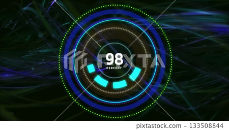 Showing circular progress ring reaching 98% on virtual interface, with rings and bars Showing circular progress ring reaching 98% on virtual interface, with rings and bars 133508844