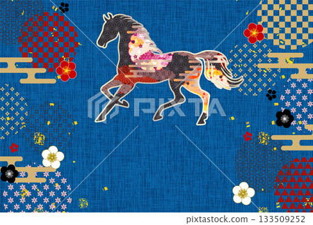 馬年賀卡十二生肖背景 馬年賀卡十二生肖背景 133509252