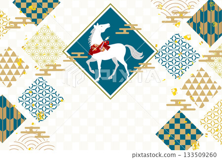 馬年賀卡十二生肖背景 133509260