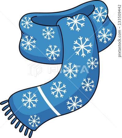 Cute Blue Snowflake Scarf Cartoon Cozy Winter Accessory  133509442
