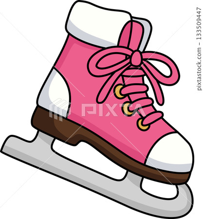 Cute Pink Ice Skate Cartoon Winter Sport Accessory Cute Pink Ice Skate Cartoon Winter Sport Accessory 133509447
