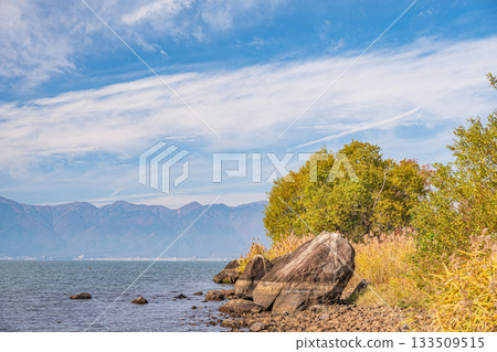 Autumn scenery of Lake Biwa, Omihachiman City, Shiga Prefecture 133509515