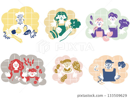 各個年齡層的人都喜歡選擇和使用當季食材——熱愛烹飪系列的人們 133509629