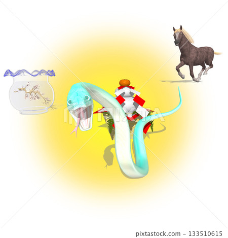 Happy New Year Year of the Snake Always Happy Twelve Lives Connected Friends Happy New Year Year of the Snake Always Happy Twelve Lives Connected Friends 133510615