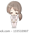 Illustration of a female staff member bowing 133510907