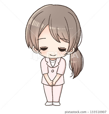 圖：一名女員工鞠躬 133510907