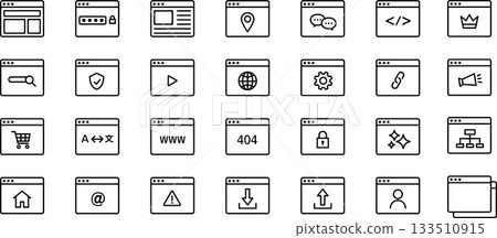 Browser icons, website editable line icon set 133510915