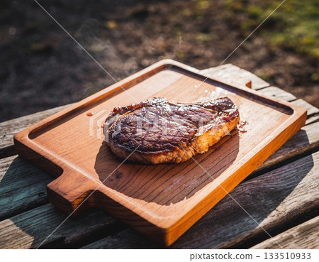 Well-done Wagyu beef steak 133510933