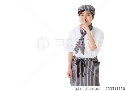 A woman wearing a chef's coat (cutout) 133511130