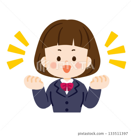 Female student making a fist pump Bust up Female student making a fist pump Bust up 133511397