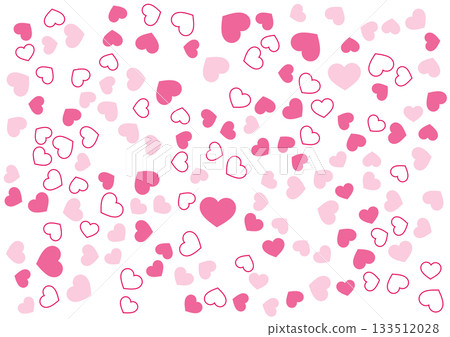 心形圖案背景，3 種顏色的紅色、邊框和純色心形 133512028