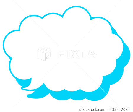 Simple colored line speech bubble with rounded cloud shape 133512081