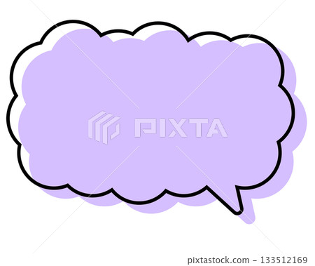 一個簡單的對話框，線條錯位，呈現細長的雲朵形狀。 133512169