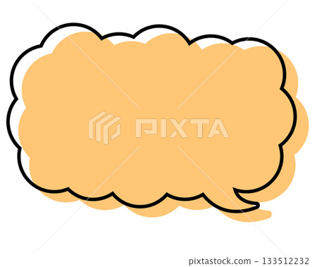 A simple speech bubble with misaligned lines, a long, thin cloud shape 133512232