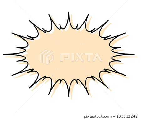 A simple, misaligned speech bubble with a long, jagged shape 133512242