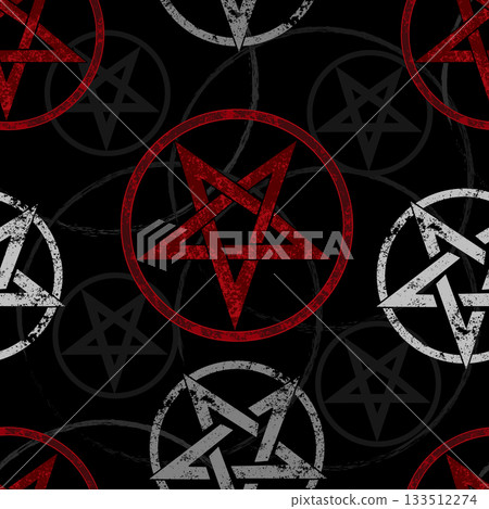 Seamless pattern with inverted pentagram 133512274