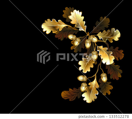 Bent golden oak branch 133512278