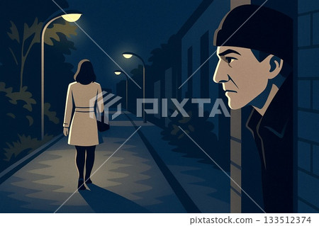 潛行者夜路影像向量圖 133512374