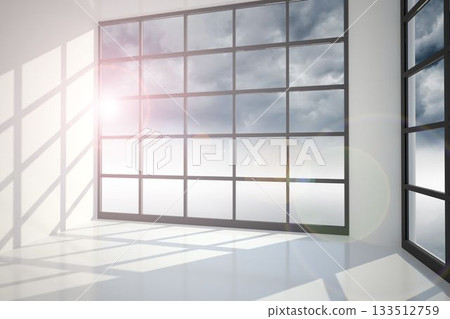 Gloomy sky seen through window Gloomy sky seen through window 133512759