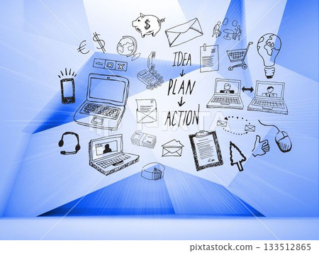 Graphic over blue abstract background Graphic over blue abstract background 133512865