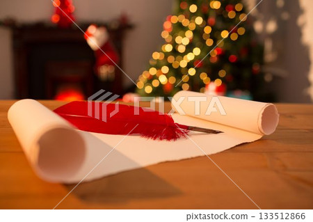 Christmas parchment on desk Christmas parchment on desk 133512866