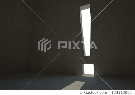 Grey room with exclamation mark door Grey room with exclamation mark door 133513063