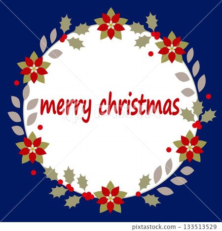 Merry Christmas Christmas wreath poinsettia holly Merry Christmas Christmas wreath poinsettia holly 133513529