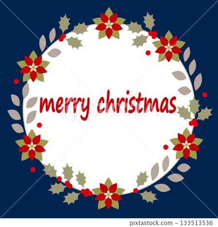 Merry Christmas Christmas wreath poinsettia holly Merry Christmas Christmas wreath poinsettia holly 133513536