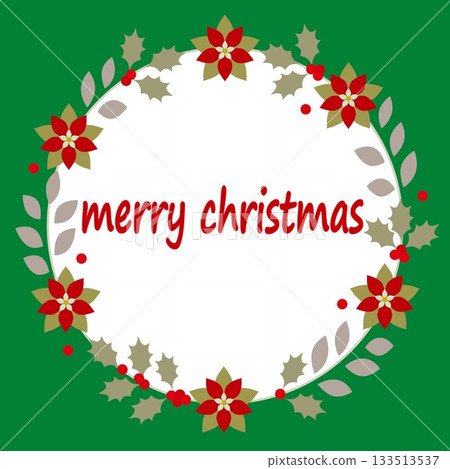 Merry Christmas Christmas wreath poinsettia holly Merry Christmas Christmas wreath poinsettia holly 133513537