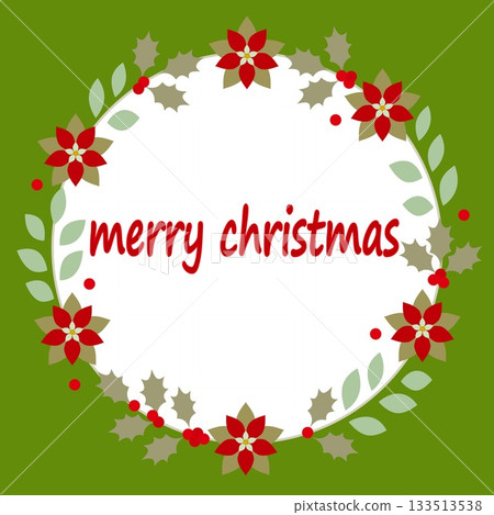 Merry Christmas Christmas wreath poinsettia holly Merry Christmas Christmas wreath poinsettia holly 133513538