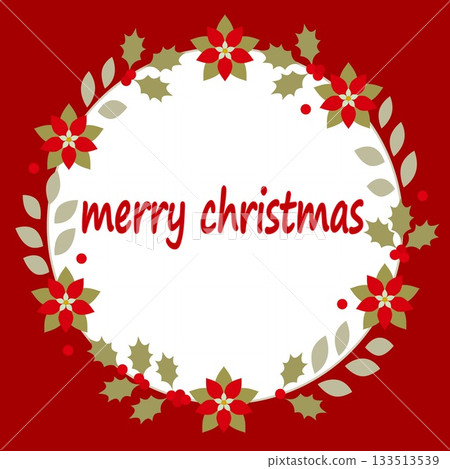 Merry Christmas Christmas wreath poinsettia holly Merry Christmas Christmas wreath poinsettia holly 133513539