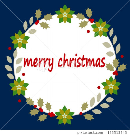 Merry Christmas Christmas wreath poinsettia holly Merry Christmas Christmas wreath poinsettia holly 133513543