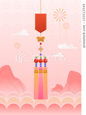 Vector illustration of a Korean traditional accessory. Vector illustration of a Korean traditional accessory. 133513545