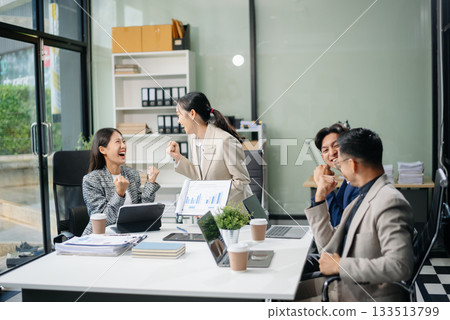 Business teamwork and collaboration among Asian professionals in a modern office 133513799