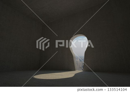Keyhole door in dark room 133514104
