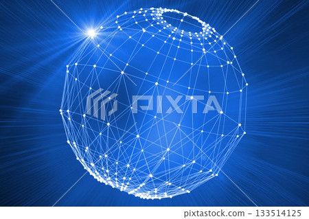 Digitally generated futuristic shiny 3D ball 133514125