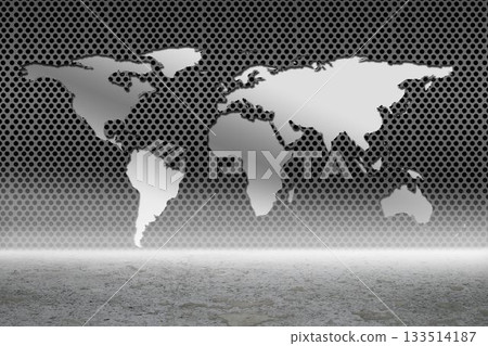 Digitally generated Earth graphic on metal Digitally generated Earth graphic on metal 133514187