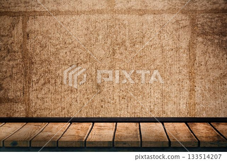 Hardwood floor against textured wall Hardwood floor against textured wall 133514207