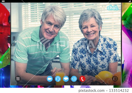 Senior couple using video chat 133514232