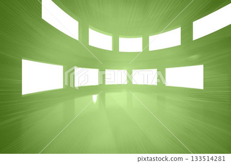Bright green room with windows 133514281