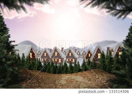 Digitally generated Cute village in the snow Digitally generated Cute village in the snow 133514306