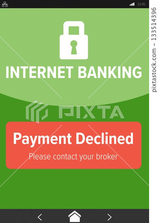 Internet banking text on green mobile display 133514396