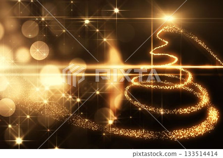 Golden spiral is rising with spark particles, starburst flares, bokeh circles in flat vector design Golden spiral is rising with spark particles, starburst flares, bokeh circles in flat vector design 133514414
