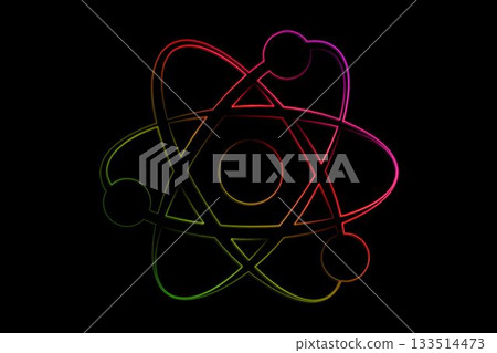 Digital composite image of atom structure 133514473