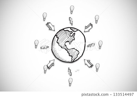 Earth with arrows illustration 133514497