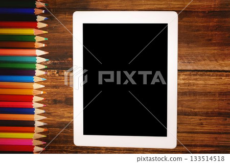 Students desk with tablet pc 133514518