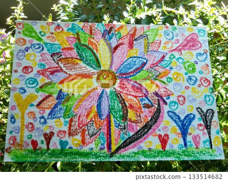 不知名的蠟筆畫花朵 不知名的蠟筆畫花朵 133514682